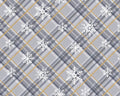 Majestic Winter GLITTER - Snowflake Plaid Gray by Louise Allen from 3 Wishes Fabric