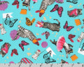 Fancypants - Cats Life Butterflies Turquoise by World Art Group from Robert Kaufman Fabrics