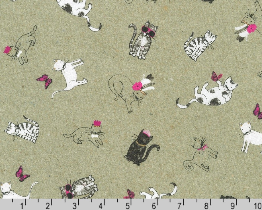 Fancypants - Cats Toss Natural by World Art Group from Robert Kaufman Fabrics
