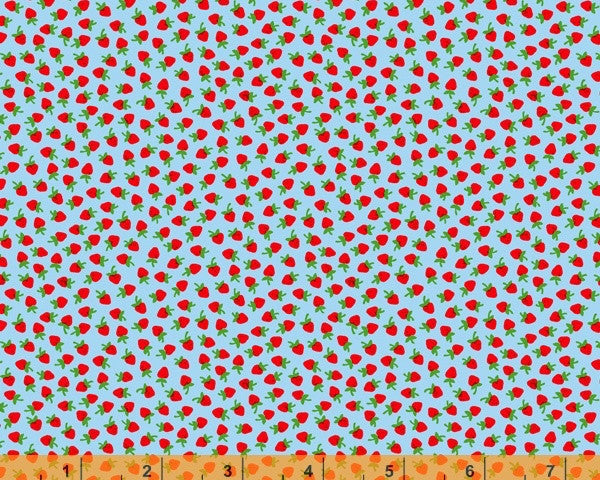Mini Strawberries Lt Blue by Whistler Studios from Windham Fabrics