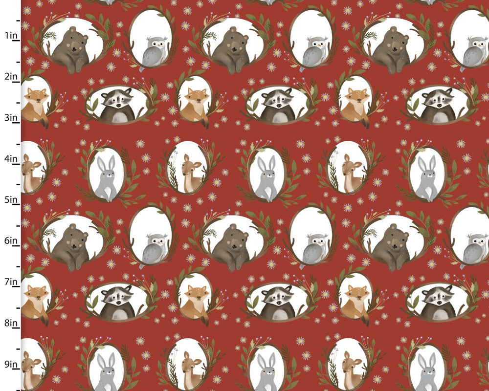 Cozy Forest - Framed Friends Brick from 3 Wishes Fabric