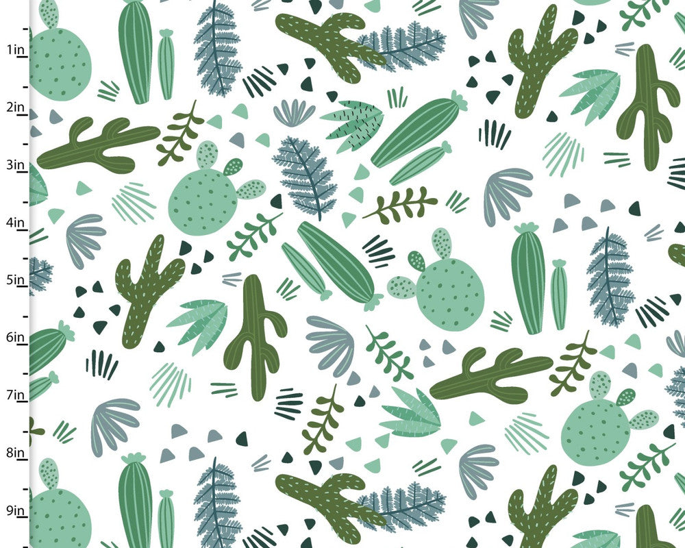Live Your Adventure - Desert Greenery White from 3 Wishes Fabric