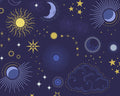 Celestial - Skies Midnight Blue Metallic from Lewis and Irene Fabric