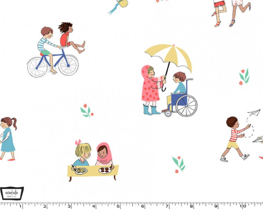 Wonderful World - Be A Friends White from Michael Miller Fabric