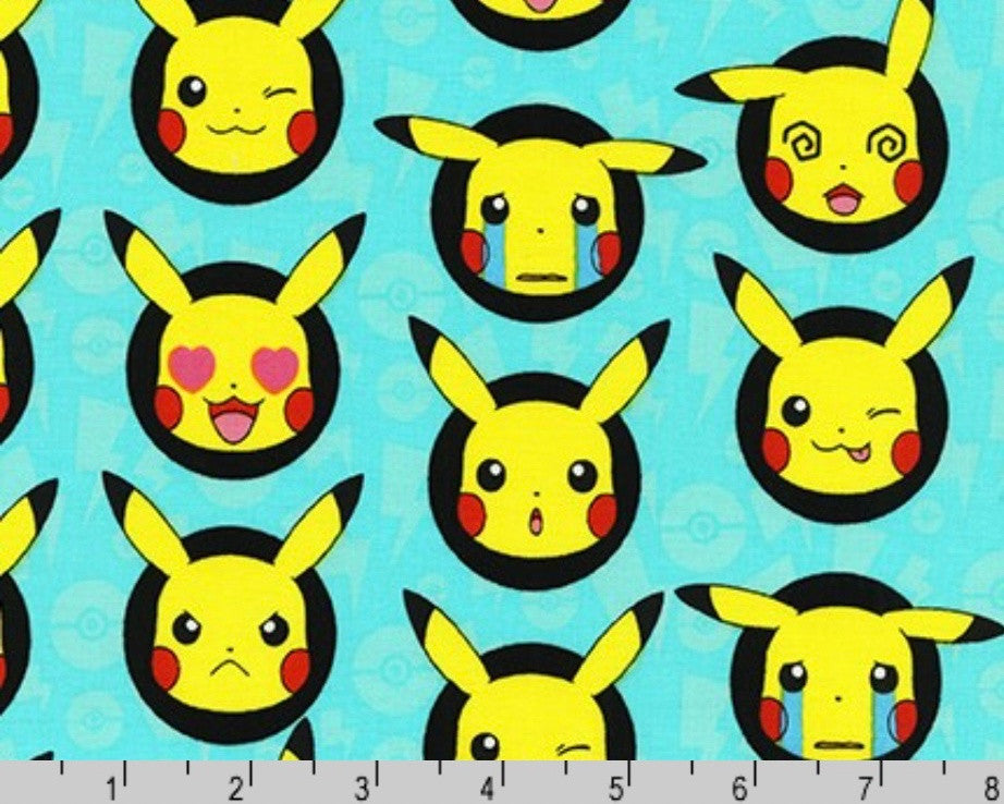Pokemon - Pikachu Aqua from Robert Kaufman Fabrics