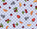 Fancy Fruit - Gingham Fruit Blue by Kris Lammers from Maywood Studio Fabric