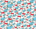 A Little Dr. Seuss - Elephants with Flags Celebrate White from Robert Kaufman Fabrics