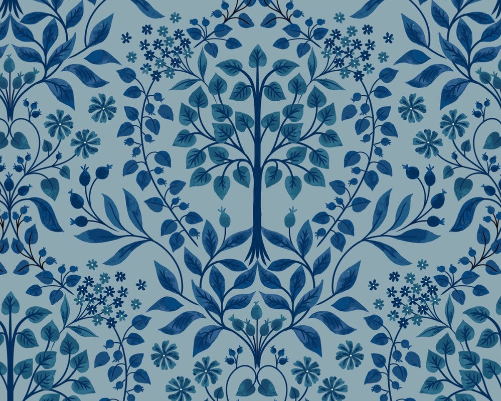 Brensham - Trees French Blue from Lewis and Irene Fabric