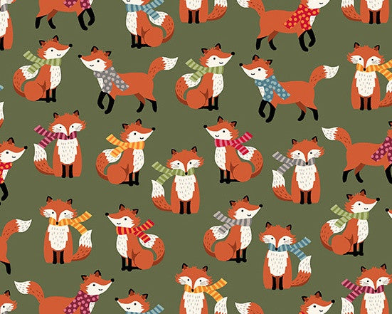 Autumn Days - Foxes Green from Makower UK Fabric