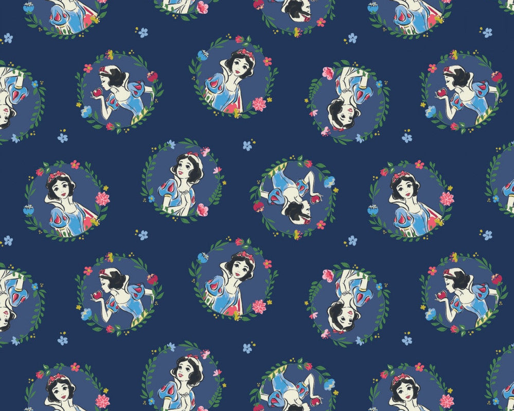 Disney Princess - Snow White And Seven Dwarfs Navy from Camelot Fabrics