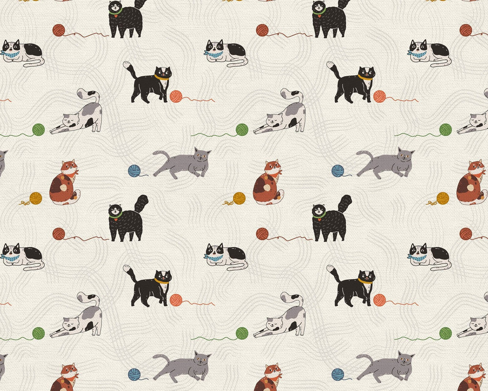 Here Kitty Kitty - Play Time Cream from Paintbrush Studio Fabrics