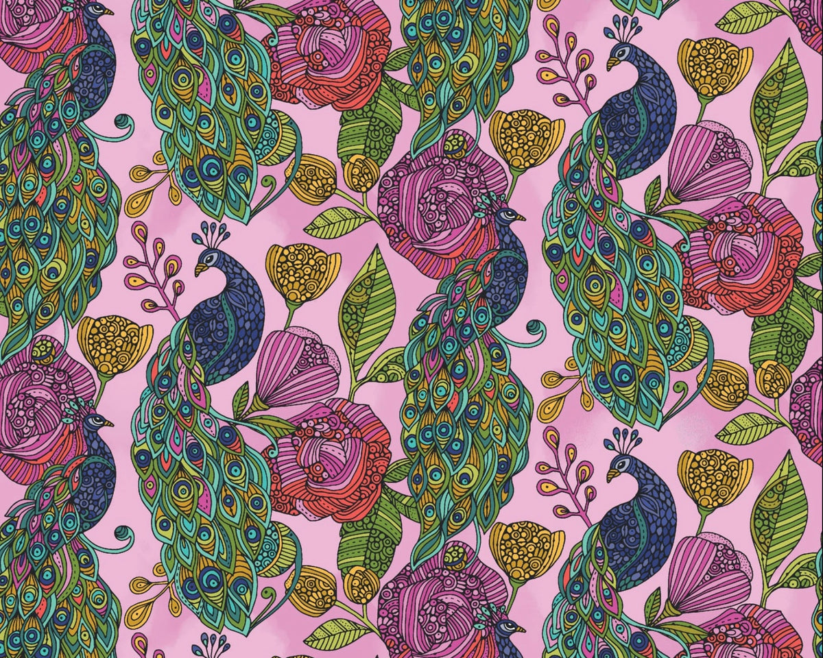 Alluring Peacock - Floral Peacock Pink from Benartex Fabrics