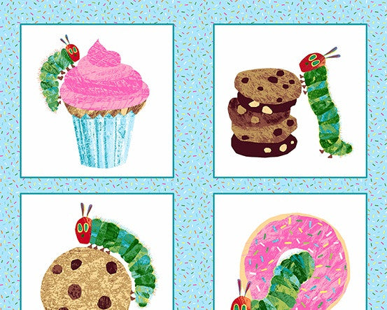 The Very Hungry Caterpillar - Bake Shop PANEL 24 Inches Blue from Andover Fabrics