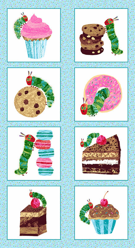 The Very Hungry Caterpillar - Bake Shop PANEL 24 Inches Blue from Andover Fabrics