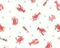 Small Things Coastal - Crab Lobster Seahorses Cream from Lewis and Irene Fabric
