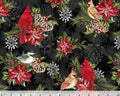 Holiday Greetings - Winter Songbirds Black by Jean Plout from Windham Fabrics