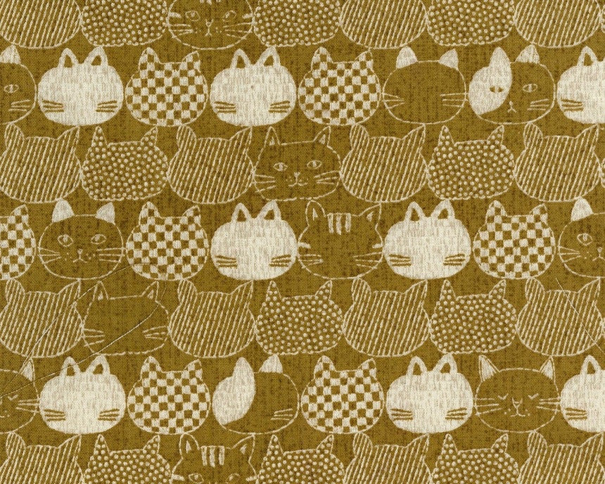 Mist Cat OXFORD Mustard Yellow from Kokka Fabric