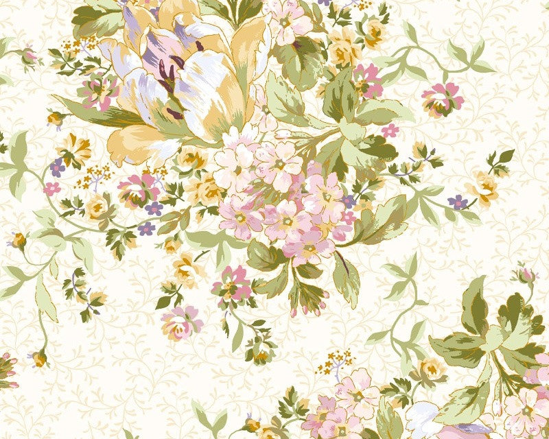 Grand Entrance - Beautiful Bouquet Cream from Maywood Studio Fabric