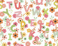 Fantastic FLANNEL - Spring Alphabet Floral White from David Textiles Fabrics