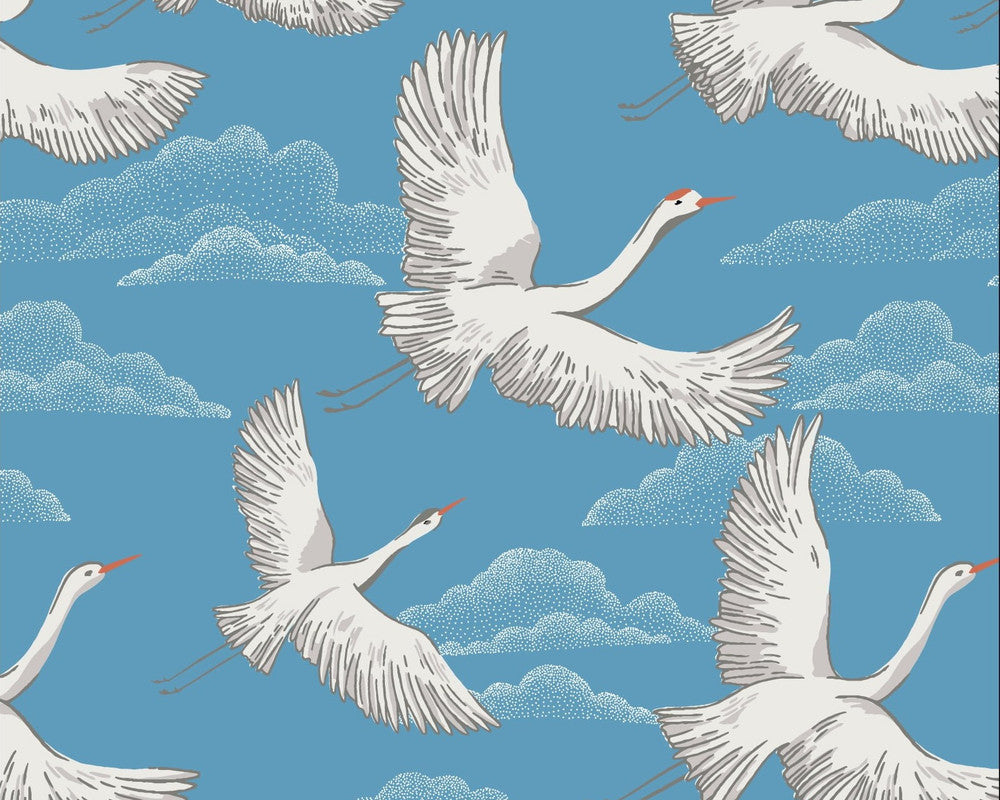 Baltic Woodland - Flying Cranes from Cloud9 Fabrics
