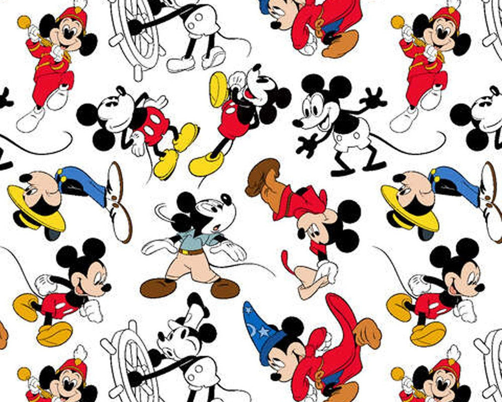 Mickey Mouse Different Versions White from Springs Creative Fabric