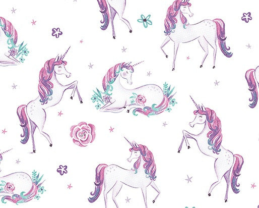 Dreamers Pearl - Unicorn White from Benartex Fabrics