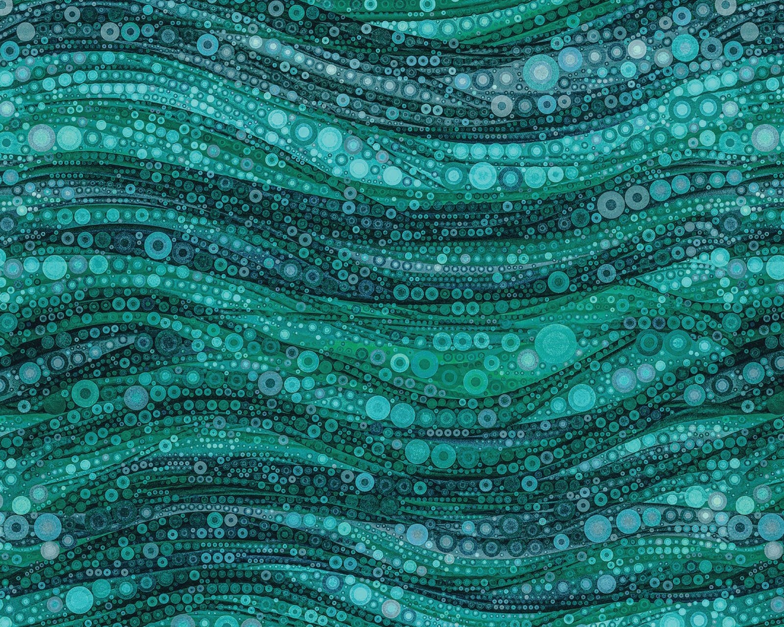 Gigi In The Garden - Stained Glass Abstract Circles Teal from Camelot Fabrics