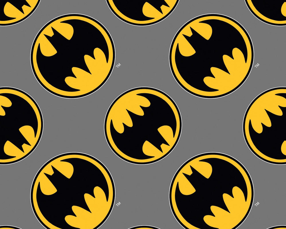 Batman FLANNEL - Batman Logo Grey from Camelot Fabrics