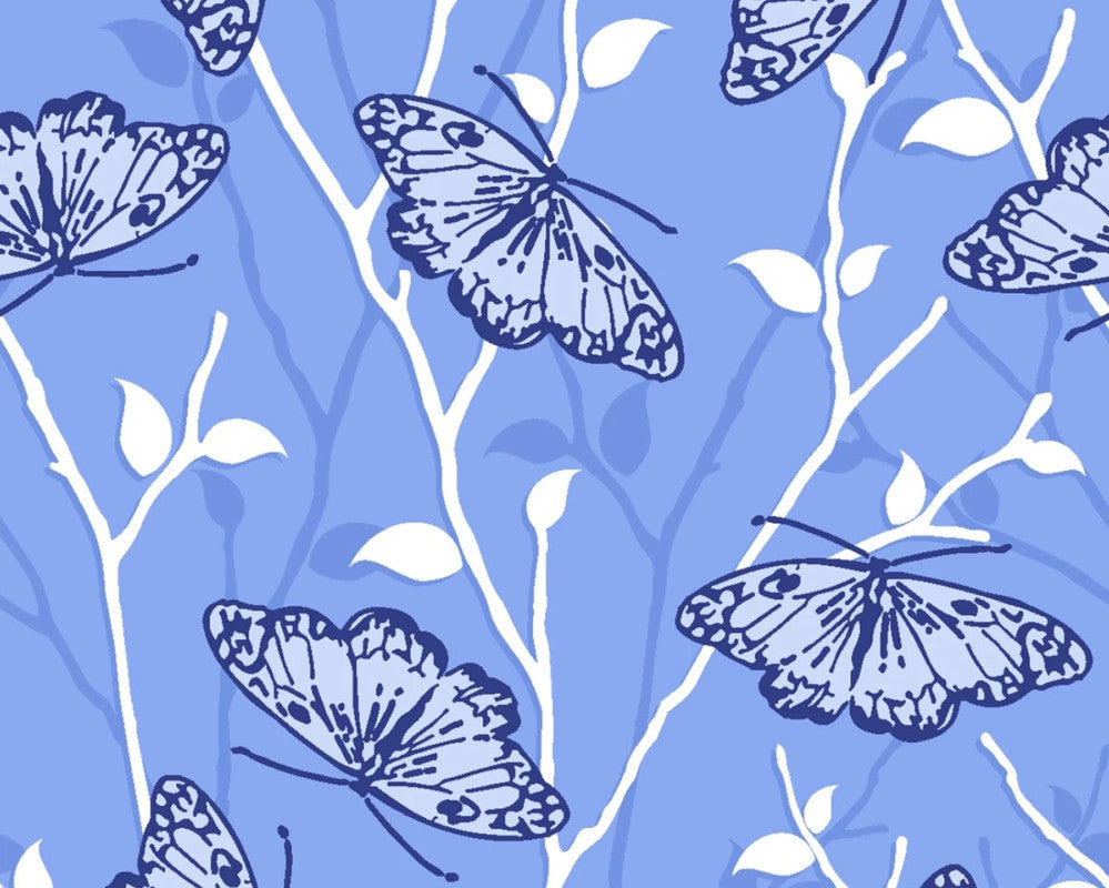 Butterfly Blues - Open Butterflies Blue from 3 Wishes Fabric