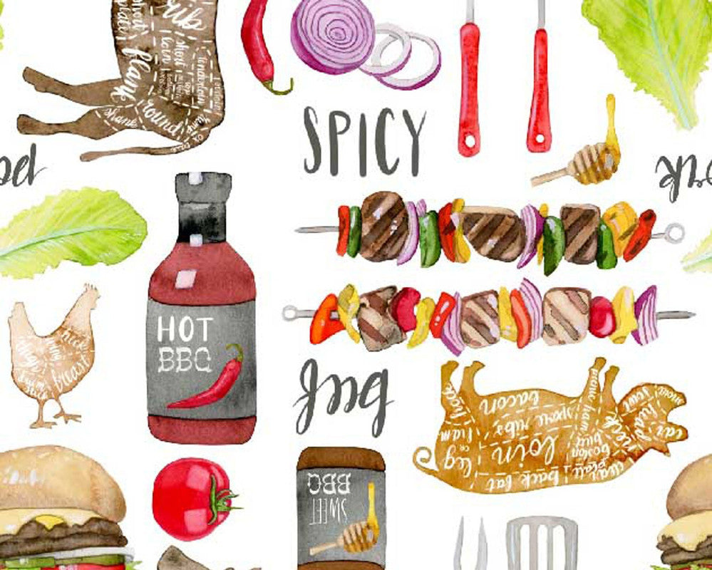 BBQ Summer Foods White from Springs Creative Fabric