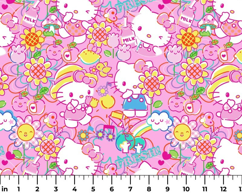 Hello Kitty - Garden Doodle Pink from Springs Creative Fabric