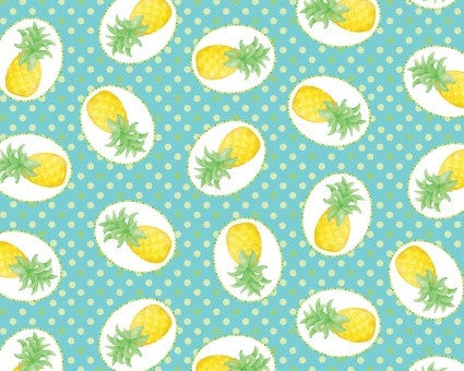 Flamingal Pals - Pineapple Paradise Turquoise from Benartex Fabrics