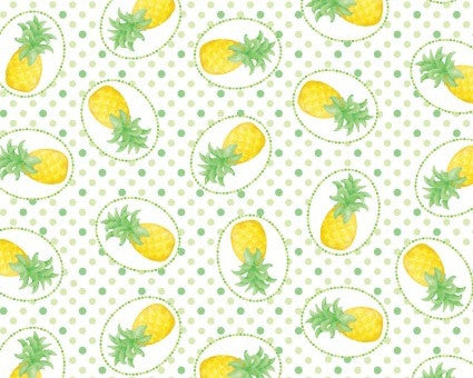 Flamingal Pals - Pineapples White from Benartex Fabrics
