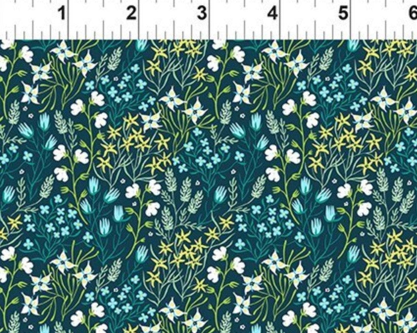 Whimsy - Splendor Floral Teal from In The Beginning Fabric