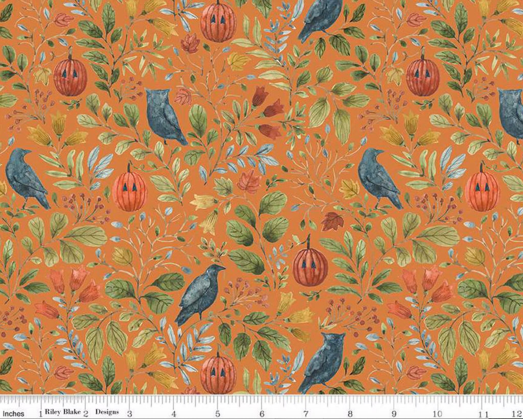 Trick or Treat - Foliage Owl Orange from Riley Blake Fabric