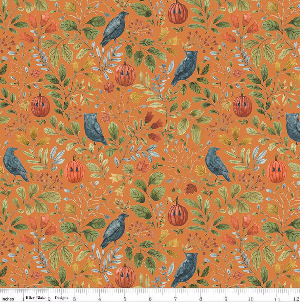 Trick or Treat - Foliage Owl Orange from Riley Blake Fabric