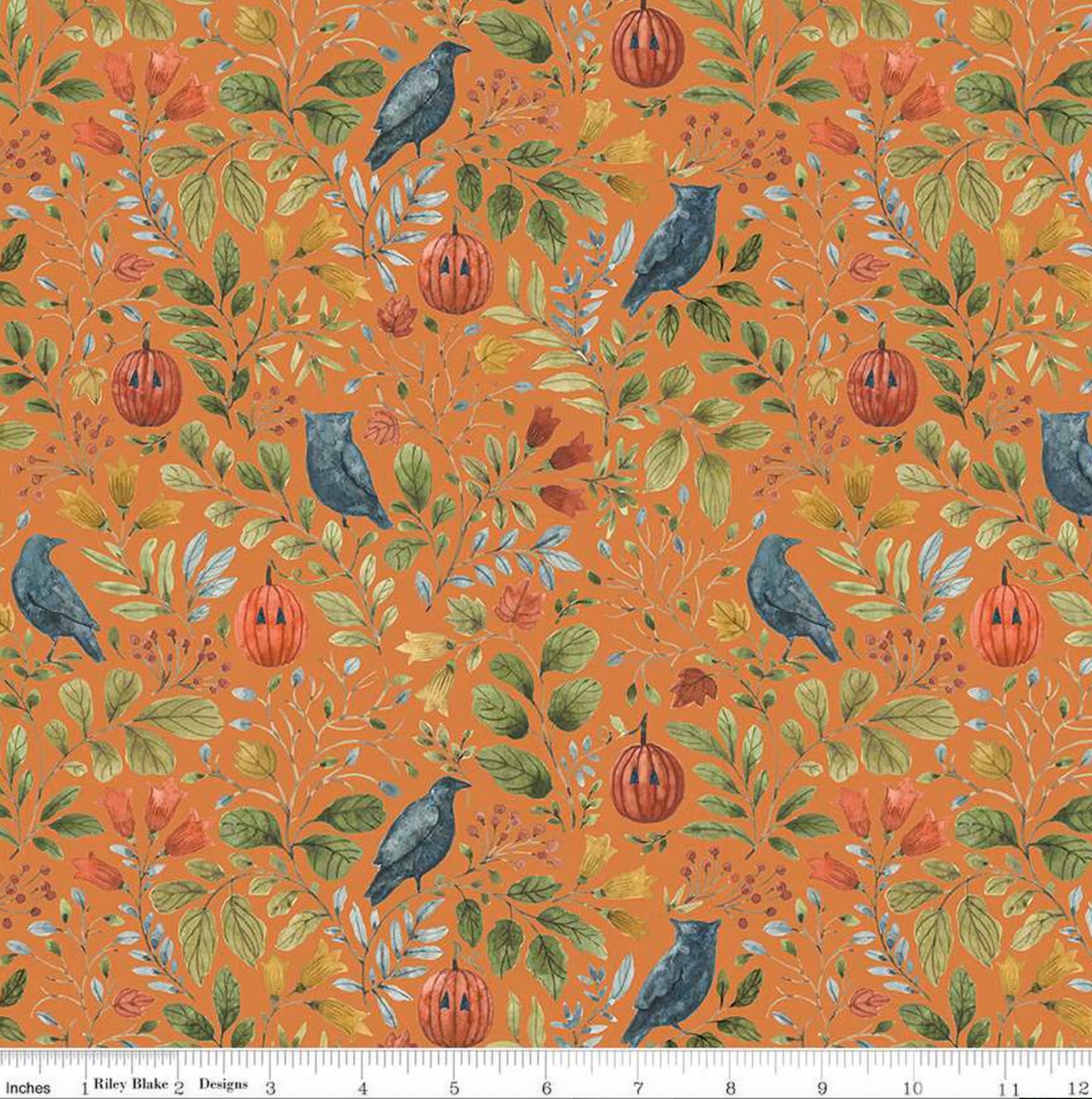 Trick or Treat - Foliage Owl Orange from Riley Blake Fabric