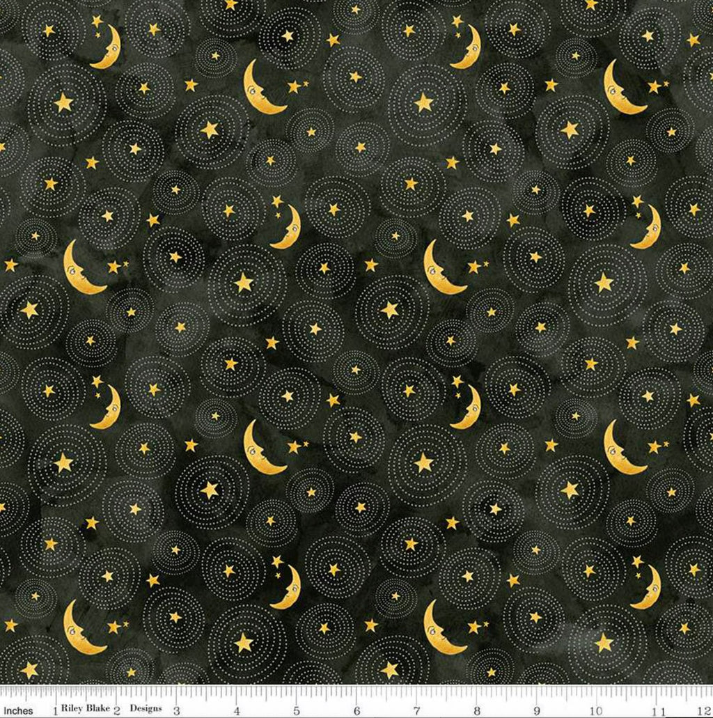 Ghoul Friends - Stars and Moon Black from Riley Blake Fabric