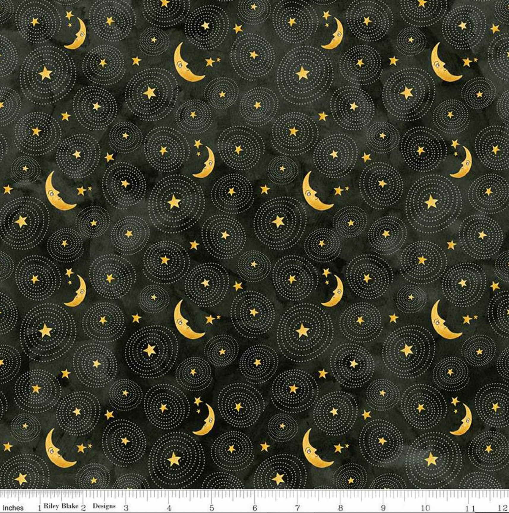 Ghoul Friends - Stars and Moon Black from Riley Blake Fabric