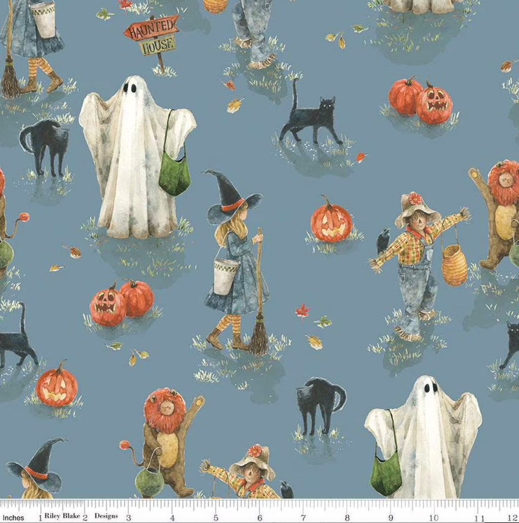 Trick or Treat - Main Dust Blue from Riley Blake Fabric