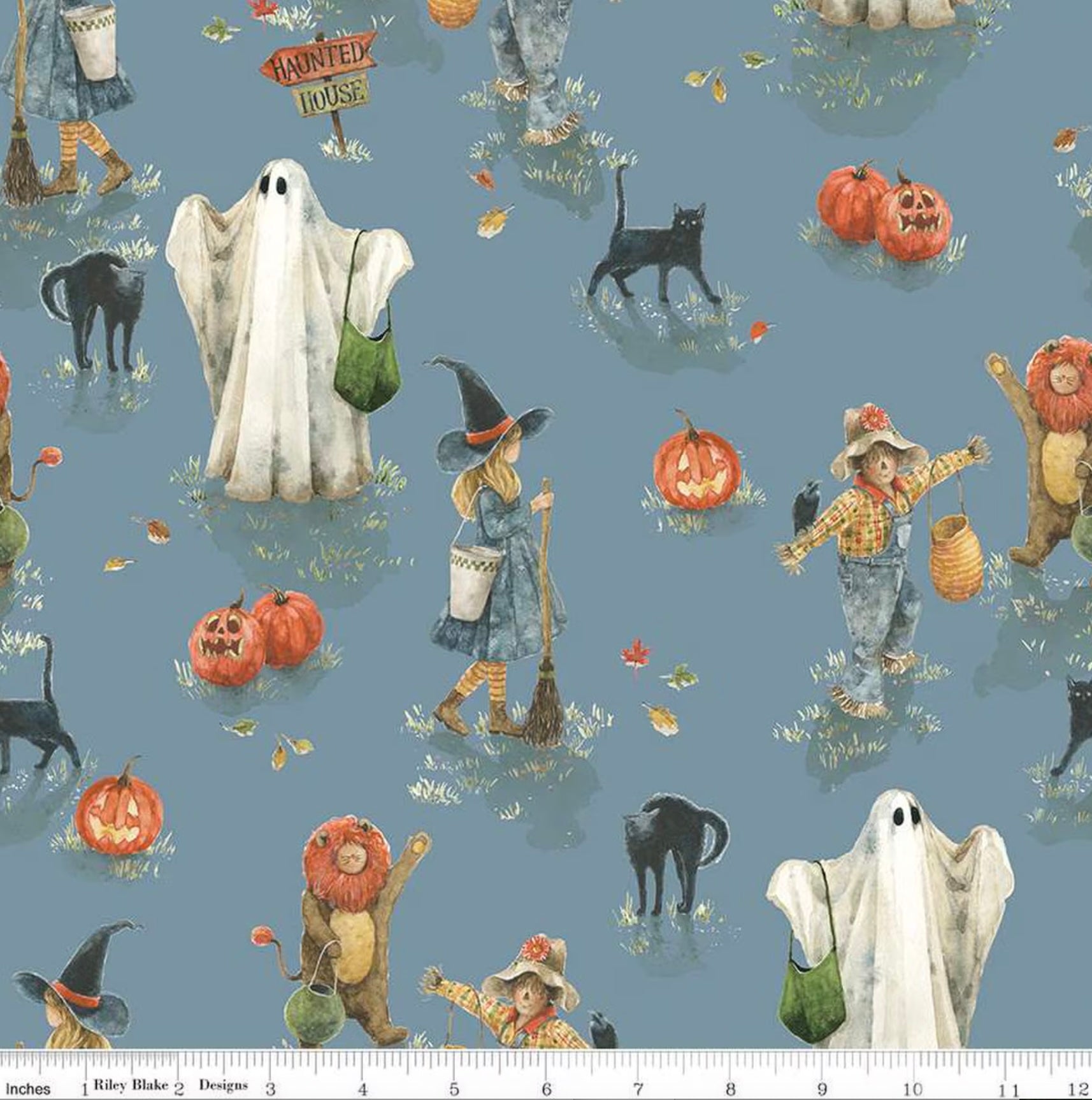 Trick or Treat - Main Dust Blue from Riley Blake Fabric