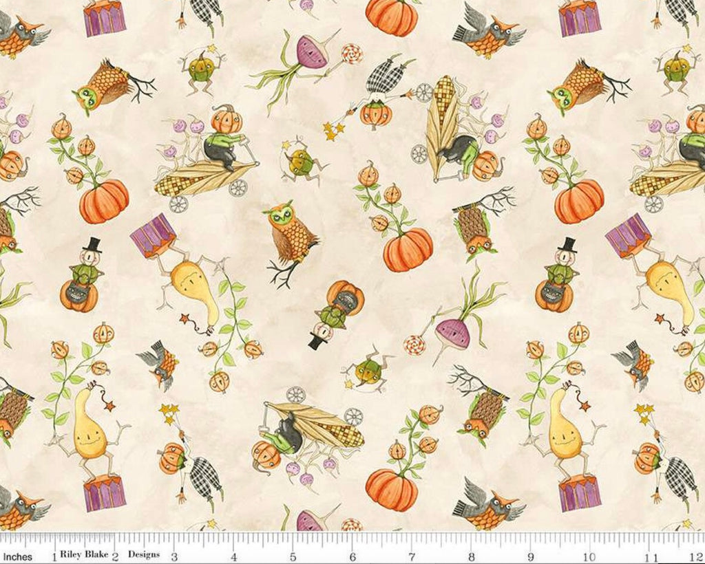 Ghoul lFriends - Gourds Toss Cream from Riley Blake Fabric