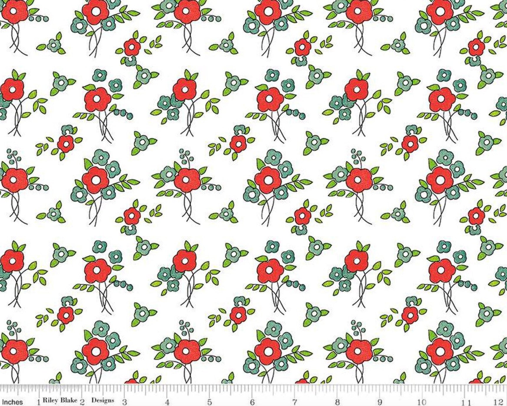 Take Heart - Floral White from Riley Blake Fabric