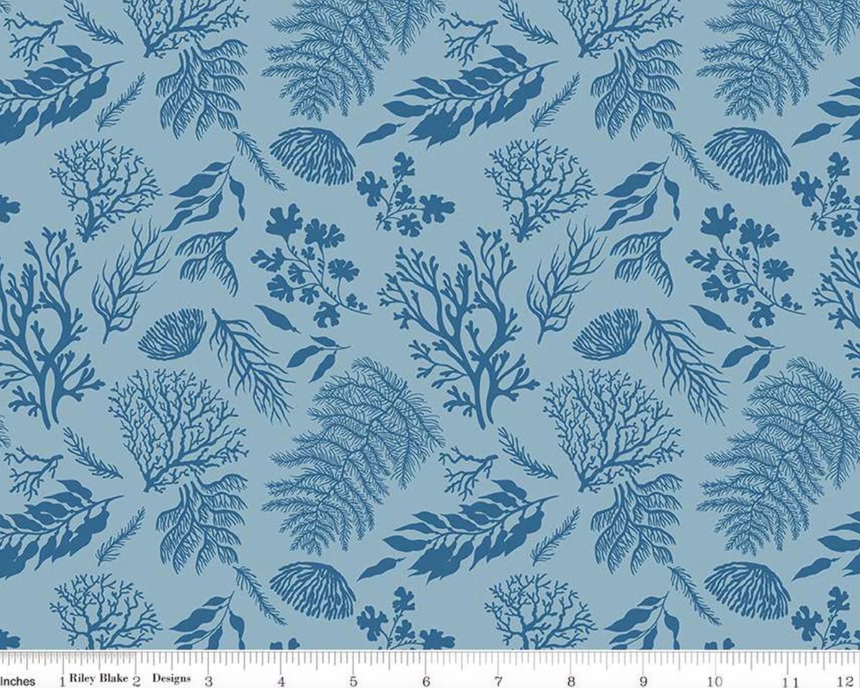 Ocean Oasis - Water Plants Stone Blue from Riley Blake Fabric