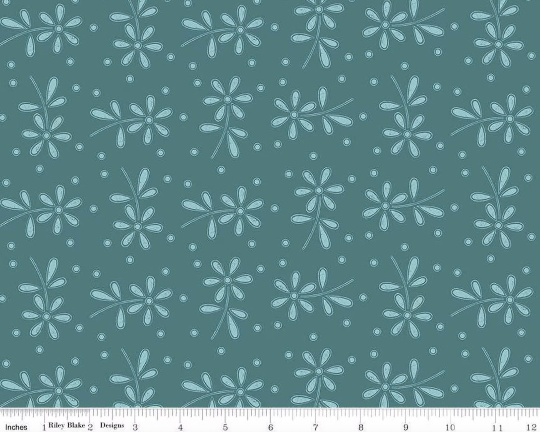 Sewing Seeds III - Daisy Eyelet Toss Turquoise from Riley Blake Fabric