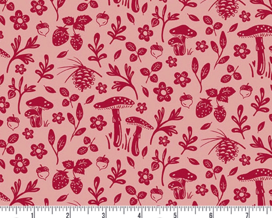 A Woodsy Cottage - Woodsy Path Rose Pink by Judy Jarvi from Andover Fabrics