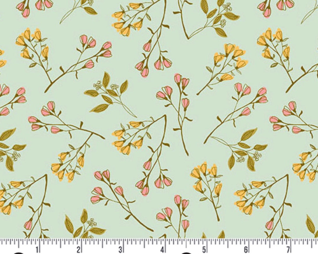 Meadow Walk - Bloom Burst Spring Aqua by Alexandra Bordallo from Andover Fabrics