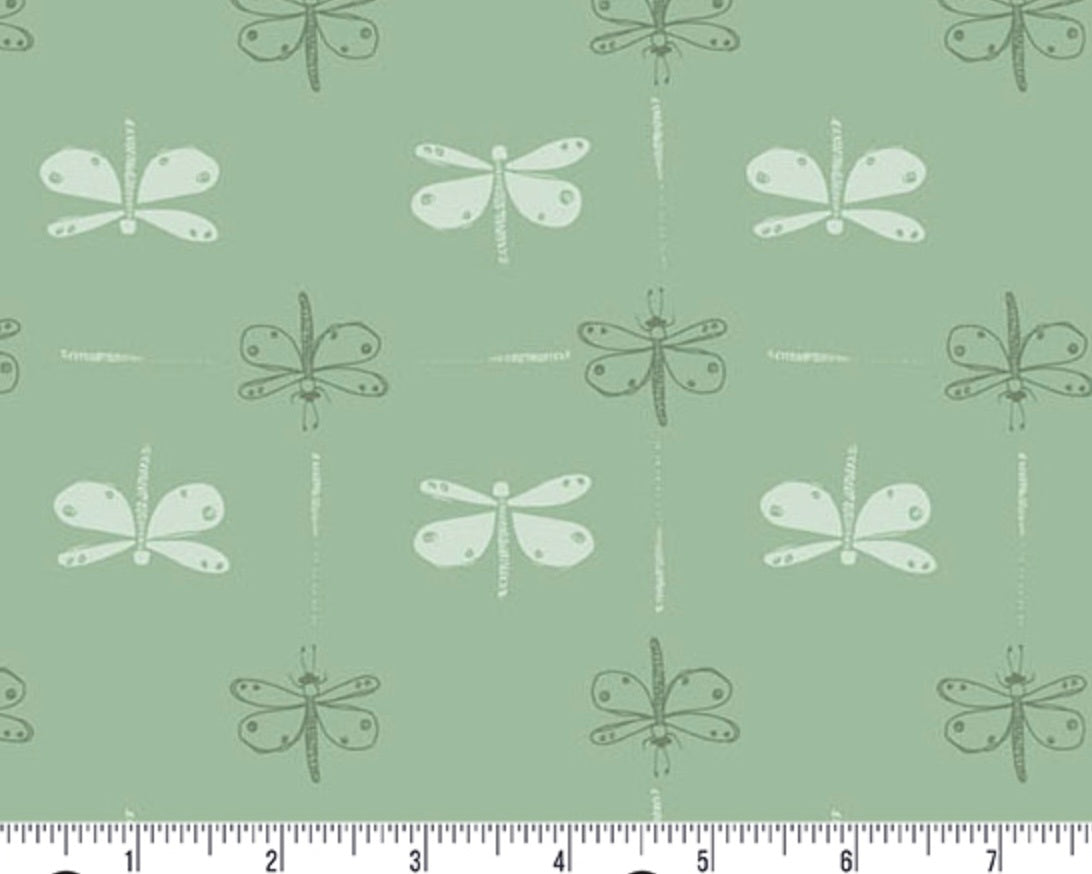 Meadow Walk - Dragonfly Dace Spring Aqua by Alexandra Bordallo from Andover Fabrics