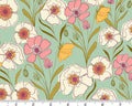 Meadow Walk - Poppies Meadow Spring Aqua by Alexandra Bordallo from Andover Fabrics