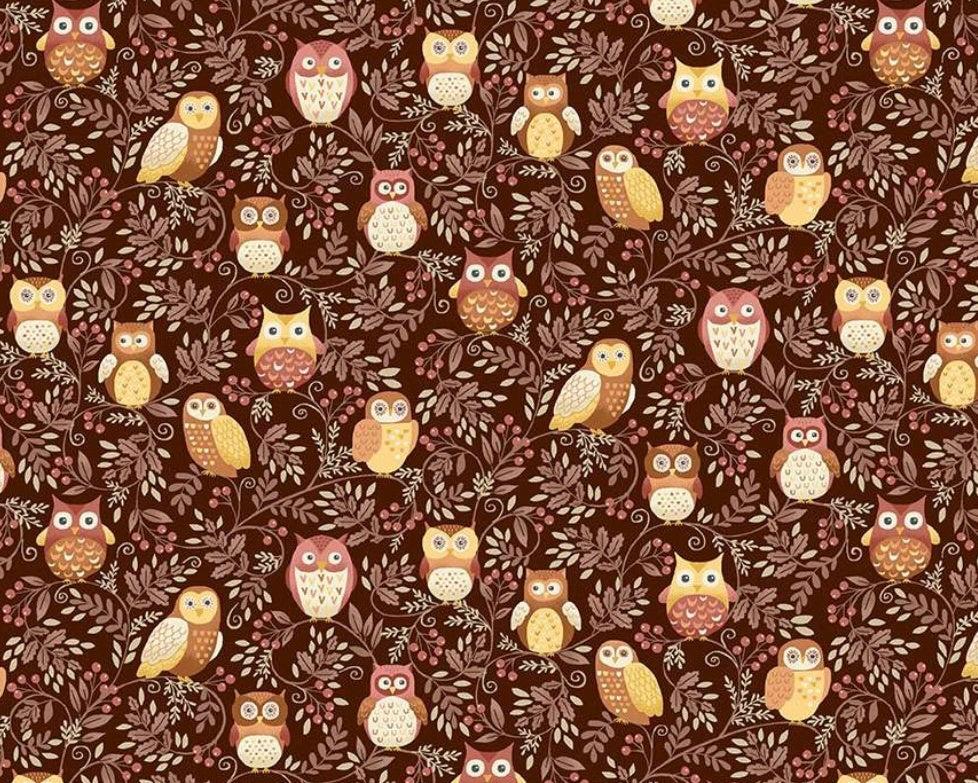 Hello Autumn - Twilight Owls Brown from Makower UK  Fabric